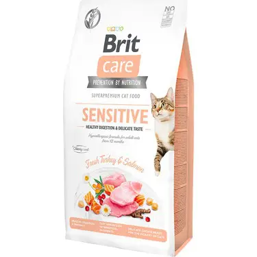 BRIT CARE TAHILSIZ SENSITIVE HINDILI SOMONLU KEDI MAMASI 2 KG
